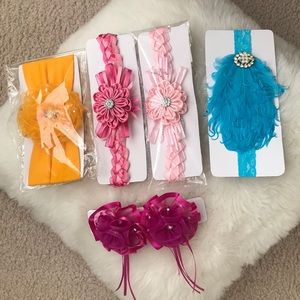 6 pcs. Headbands for babies- pink yellow blue